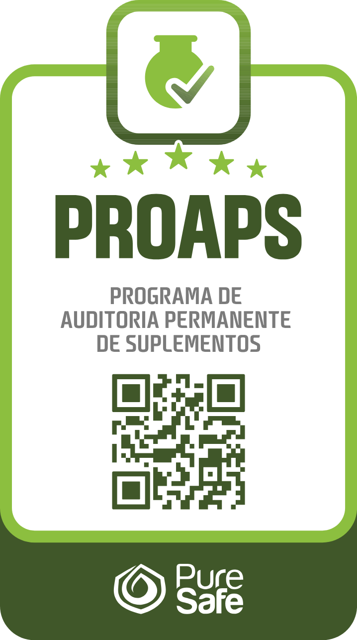Selo PROAPS: Programa de Auditoria Permanente de Suplementos, com QR Code de verificação